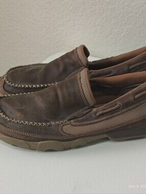 Twisted X Slip On Driving Moc Men's size 9.5M MDMS002 CASUAL DAILY BROWN LEATHER